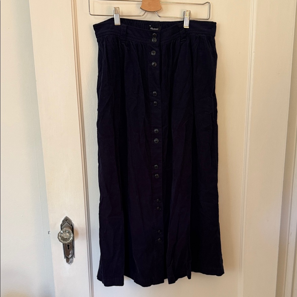 Madewell Dark Blue Buttoned A-Line Skirt